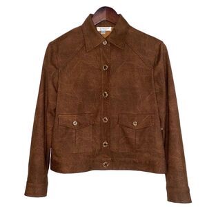Conrad C Distressed Leather Look Brown Jacket sz 6